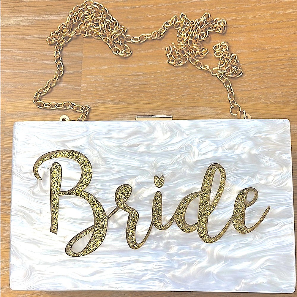Bride acrylic pearlized clutch